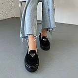 Замшеві чорні лофери на платформі, фото 4