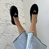 Замшеві чорні лофери на платформі, фото 5