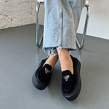 Замшеві чорні лофери на платформі, фото 6