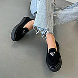Замшеві чорні лофери на платформі, фото 8