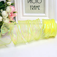 Стрічка з органзи перламутрова з кантом 4 см, жовтий