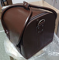 Б'юті кейс валізу для майстри салонів краси з шкірозамінника на змійці коричневий