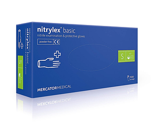 Рукавички нітрилові Mercator Medical Nitrylex Basic Неопудрені діагностичні розмір S 100 шт Сині