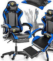 Крісло геймерське G847 синє з підставкою для ніг