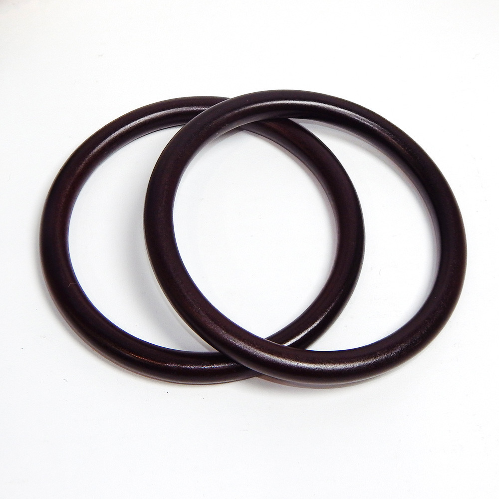 Ручки для сумки дерев’яні, кільце, 14 см, темно-коричневий (2 шт)