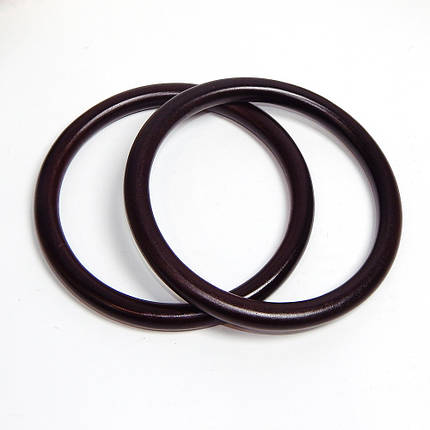 Ручки для сумки дерев’яні, кільце, 14 см, темно-коричневий (2 шт), фото 1