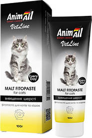 Фітопаста  AnimAll VetLine для виведення шерсті для котів, 100 г