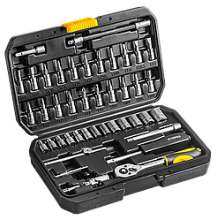 Набір інструментів TOPEX, набір торцевих головок 1/4", 46шт, CrV