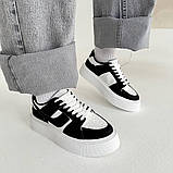 Стильні чорно-білі кеди на платформі,преміальна якість, фото 5