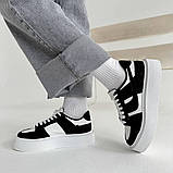 Стильні чорно-білі кеди на платформі,преміальна якість, фото 6