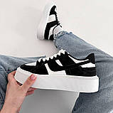 Стильні чорно-білі кеди на платформі,преміальна якість, фото 7