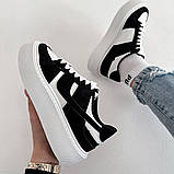 Стильні чорно-білі кеди на платформі,преміальна якість, фото 9