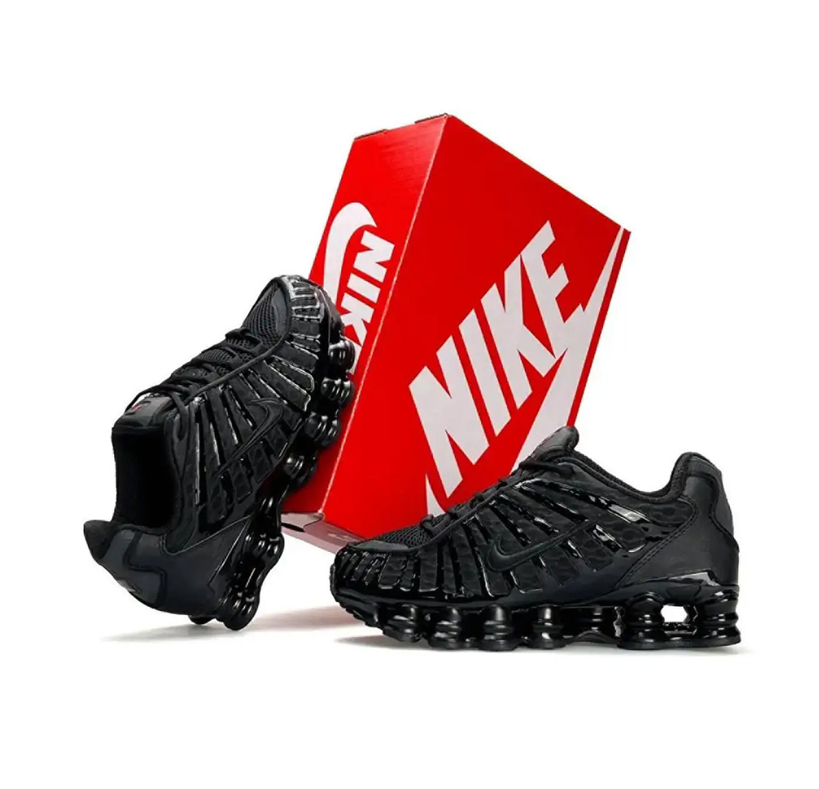 Чоловічі шкіряні текстиль кросівки Nike Shox TL Black, кеди Найк чорні шкіра текстиль сітка. Чоловіче взуття