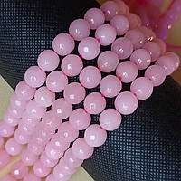 Намистини Рожевий Кварц 10 мм 38 шт Кулька з Огранюванням