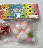 Сквіш « Таба лапка» Пухнаста ніжно-рожева з білим, фото 2