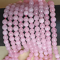 Намистини Рожевий Кварц 8 мм 48 шт Кулька з Огранюванням
