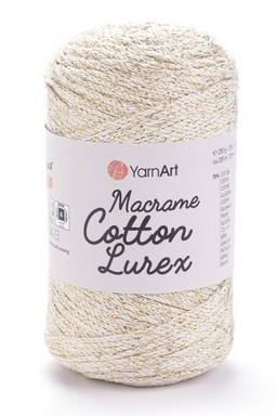 Пряжа Macrame cotton Lurex-724 молочний із золотом, фото 1