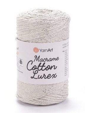 Пряжа Macrame cotton Lurex-725 беж із сріблом, фото 1