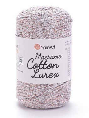 Пряжа Macrame cotton Lurex-727 сірий із міддю, фото 1