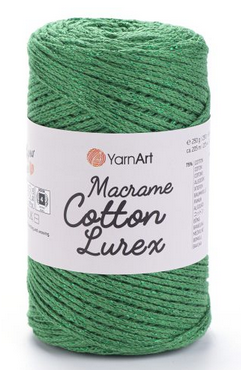 Пряжа Macrame cotton Lurex-728 зелений, фото 1