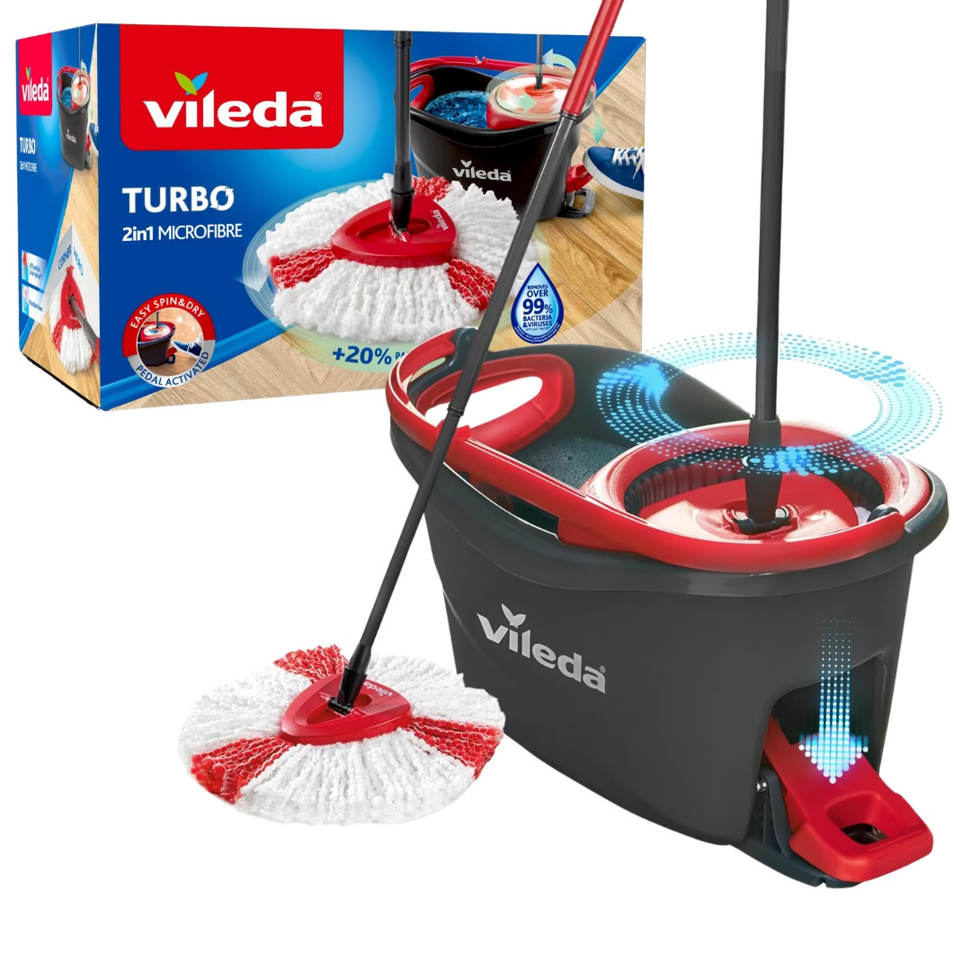Набір для прибирання Vileda TURBO 2in1 Microfibre 163422 (видаляє 99% бактерій, легкий віджим, всі типи підлог), фото 1