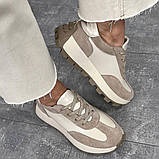 Жіночі шкіряні кросівки у бежевих тонах, фото 3