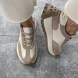 Жіночі шкіряні кросівки у бежевих тонах, фото 6