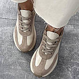 Жіночі шкіряні кросівки у бежевих тонах, фото 7