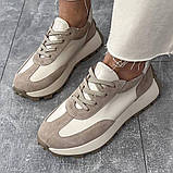 Жіночі шкіряні кросівки у бежевих тонах, фото 8