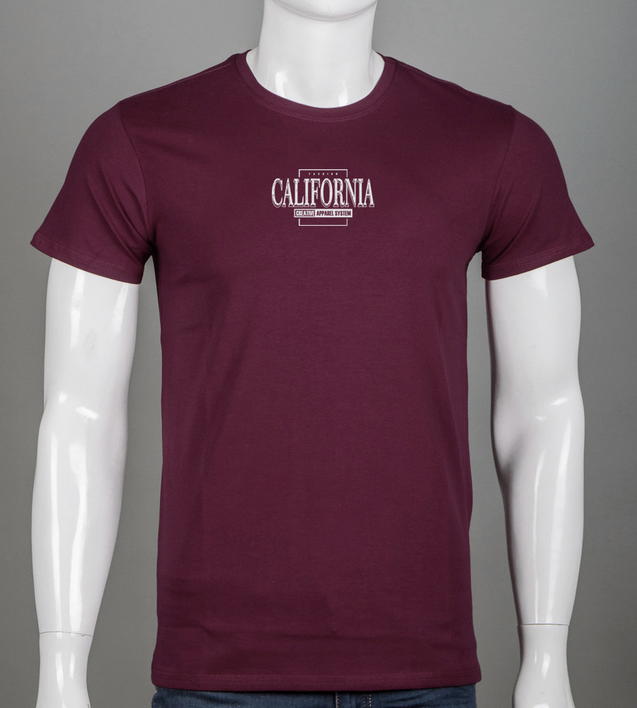 Футболка чоловіча California 2406м (Уп.4шт M-XXL), Марсала