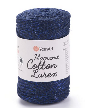 Пряжа Macrame cotton Lurex-740 темно-синій, фото 1