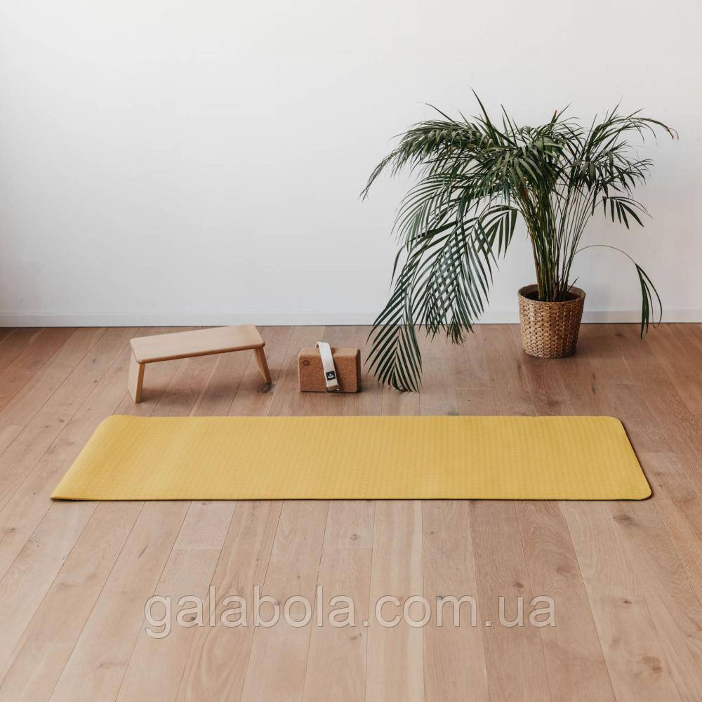 Екологічний килимок для йоги Bodhi Lotus Pro 183x60x0.6 см жовтий, фото 1