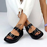 Чорні босоніжки з відкритим носком і регульованими ремінцями, фото 2
