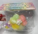 Сквіш « Таба лапка» Ніжно-зелена з рожевим і жовтим, і зіркою Кітті, фото 2