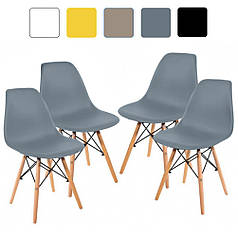 Кухонний стілець зі спинкою на ніжках Bonro В-173 FULL KD сіре 4шт для кухні їдальні вітальні