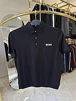 Поло з коротким рукавом БОСС 3-7ХЛ (батал) 2540 чорне манжет