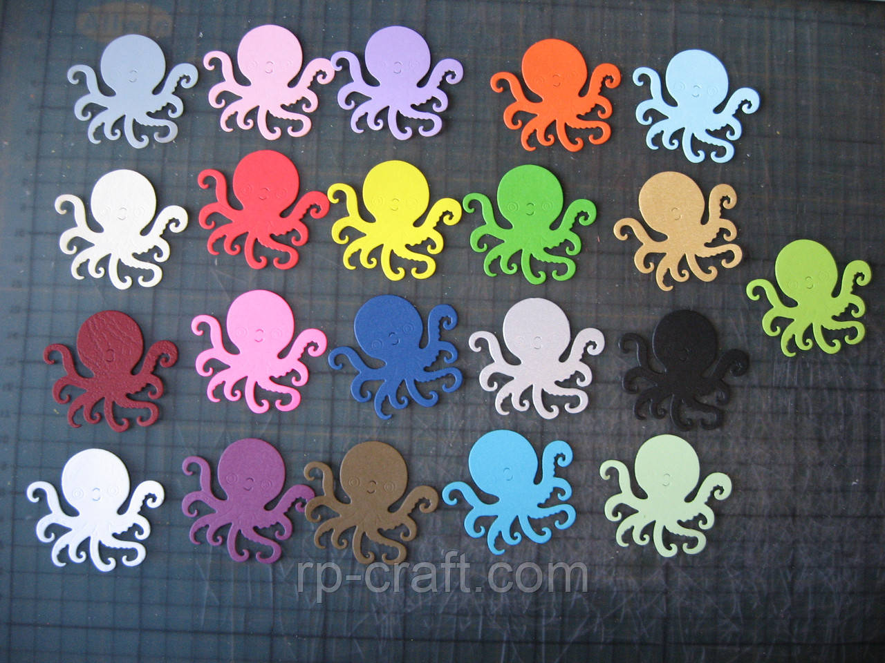 Вирубування з паперу та картону. Восьминіг, 47х52 мм, фото 1