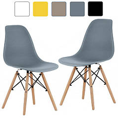 Кухонний стілець зі спинкою на ніжках Bonro В-173 FULL KD сіре 2 шт для кухні їдальні вітальні