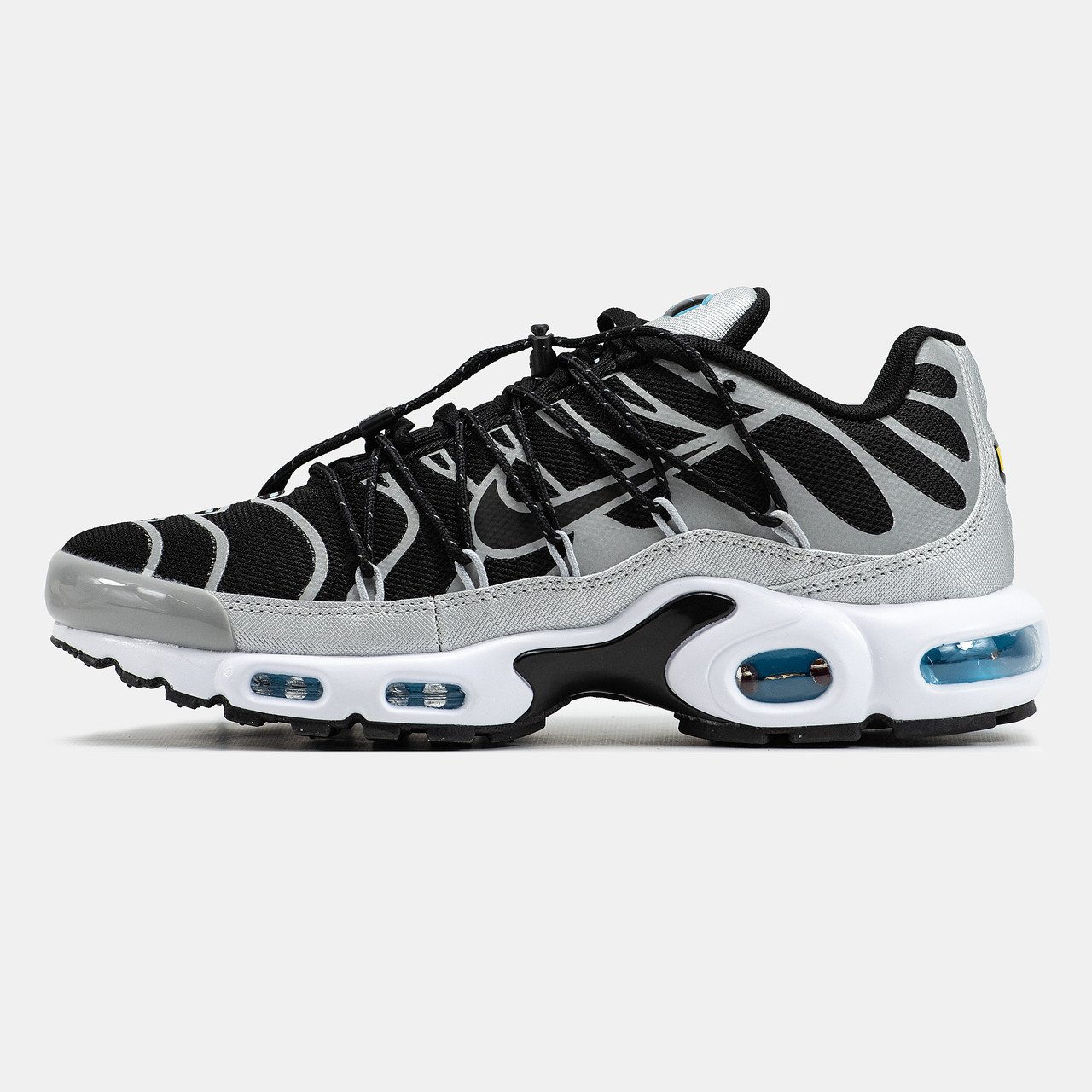 Чоловічі Кросівки Nike Air Max TN Plus Lace Toggle Black Grey / Найк Аїр Макс ТН Плюс Лайс Тогл Чорні з Сірим