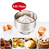 Планетарний міксер Rainberg 3200Вт Побутовий тістоміс з чашею 5л Кухонний комбайн 3 насадки, фото 6