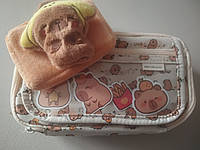 Милых пеналов с капибарой на молнии - изысканная кофейная полотняная сумка, прозрачная школьная коробка для хранения