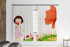 Штори з принтом «Дівчинка та квітка. Girl and flower»