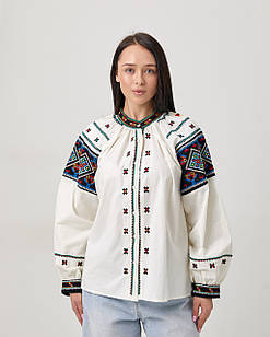 Вишита блуза на гудзиках ESQ 5665, жіноча вишиванка з орнаментом