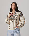 Жіноча вишиванка з геометричним орнаментом ESQ 5618, вишита блузка в етно стилі з довгим рукавом, фото 3