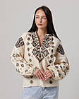 Жіноча вишиванка з геометричним орнаментом ESQ 5618, вишита блузка в етно стилі з довгим рукавом, фото 2
