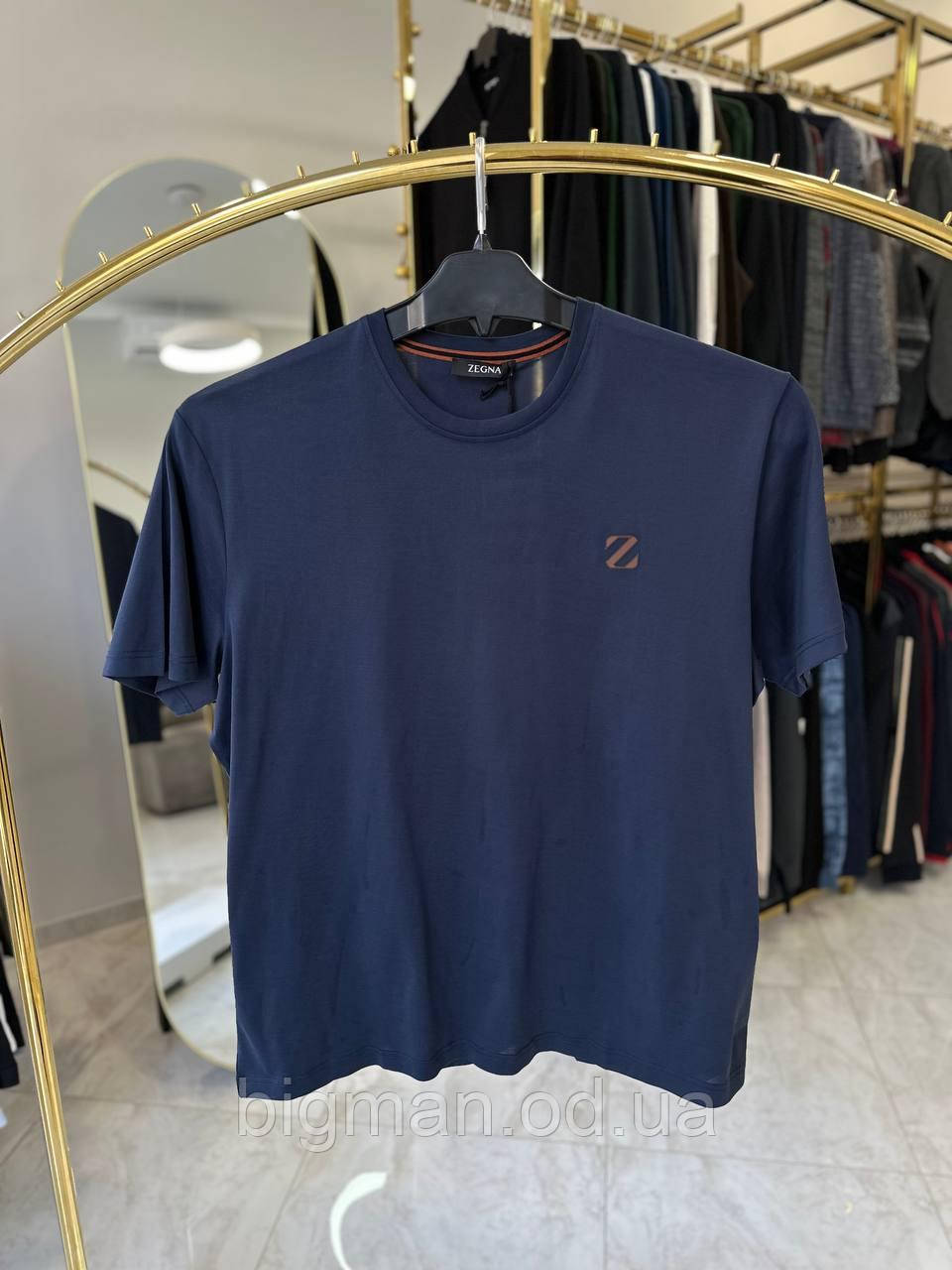 Чоловіча брендова футболка 2522 Туреччина (батал) 3-7XL т-синя