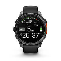 Garmin Fenix 8 смарт-годинник Amoled 51 мм Glass Slate Grey with Black Silicone Band 010-02905-00, фото 4
