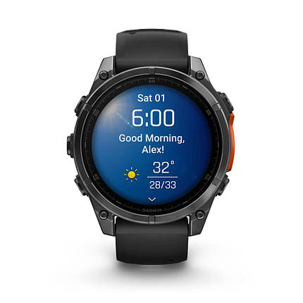 Garmin Fenix 8 смарт-годинник Amoled 51 мм Glass Slate Grey with Black Silicone Band 010-02905-00, фото 1