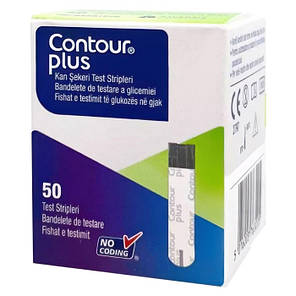Тест-смужки для глюкометра Contour PLUS та Contour PLUS ONE #50 - Контур ПЛЮС тест смужки #50 шт, фото 1