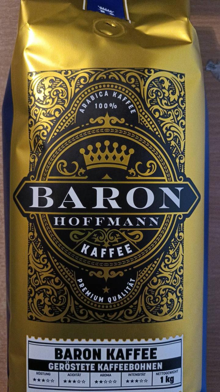 Кава в зернах Baron Hoffmann Kaffee, 1 кг, Німеччина, купаж зерен кави робусти та арабіки середнього обсмажування
